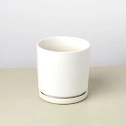 Cylinder Planter -Plant house Supplies pot attachedsaucerwhite